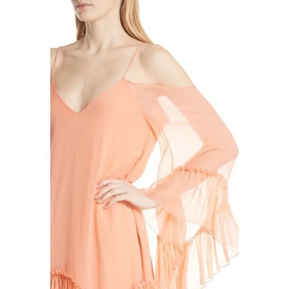 Alice + Olivia Ilaria 100% silk Dress in Peach